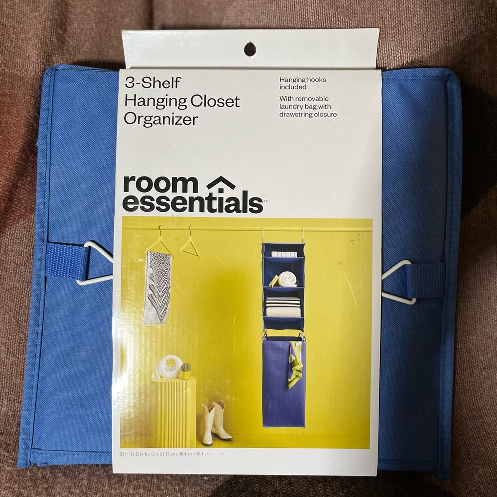 3-Shelf hanging closet organizer- blue